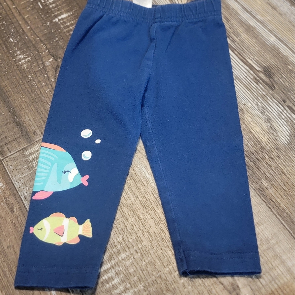 Navy Blue Baby Leggings with Fish Print